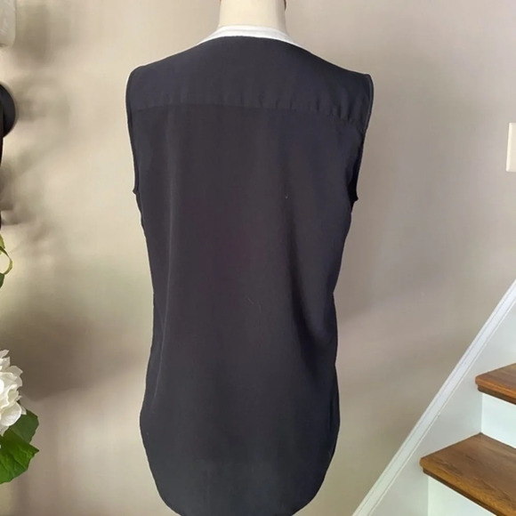 Talbots Black Split Neck Sleeveless Top 4 - Picture 2 of 5
